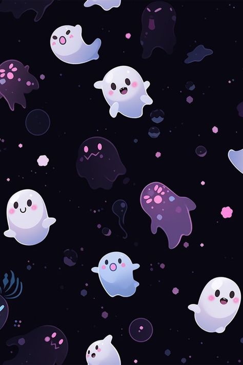 Cute Ghost Halloween Wallpaper, Cute Ghost Background, Cute Spooky Backgrounds, Aesthetic Cute Ghost Wallpaper, Ghost Cute Wallpaper, Cute Goth Wallpaper, Cute Goth Art, Ghost Wallpaper Iphone, Cute Ghost Pfp