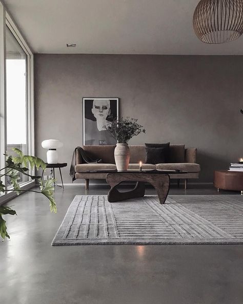 Concrete Floors Living Room, Concrete Interiors, Living Room Arrangements, Danish Furniture Design, Best Interior Design, Home Room Design, Floor Design, Best Interior, Living Room Interior