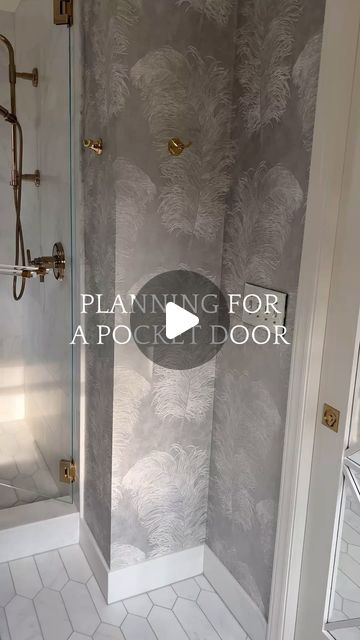 Amy Vermillion Interiors on Instagram: "☑️ Pro Tips: Planning advice if you want a pocket door! 
-Wall needs to be thick enough to accommodate a pocket.
-The wall where the pocket is located (where you door slides in) has to be wider than your door in order to fully accept the door. Do not order a door that won’t fit! And don’t forget to add for the casing. 
-Invest in a solid wood door and a heavy duty track. 
-Remember your electrical placement! It’s very difficult if not impossible to have electrical on the side of the pocket where your door slides in. It’s always best to put on the opposite wall of the pocket. 
-Invest in good door hardware. What’s the point of a privacy lock if it doesn’t work!
-Think about ways to add interest to your door. I added mirror and moulding. Choose a door Pocket Door Mirror, Shower Pocket Door, Bathroom Pocket Door, Mirror Pocket Door, Pocket Doors Bathroom, Glass Pocket Door, Solid Wood Door, Instagram Pro, Privacy Lock