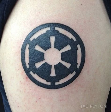 Star Wars Galactic Empire tattoo Empire Tattoo Star Wars, Galactic Empire Tattoo, Star Wars Empire Tattoo, Star Wars Tattoo Ideas, Star Wars Empire Logo, Imperial Tattoo, Stormtrooper Tattoo, Star Wars Galactic Empire, Chemistry Tattoo