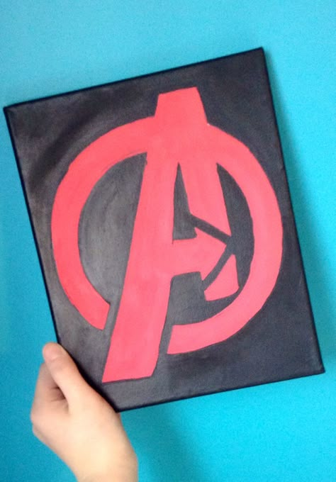 Just finished my latest project- Marvel's Avengers logo painted on canvas Avengers Canvas Painting, Logo Avengers, Avengers Painting, Marvel Canvas, Marvel Paintings, Avengers Logo, Avengers Art, Marvel Drawings, Simple Canvas Paintings