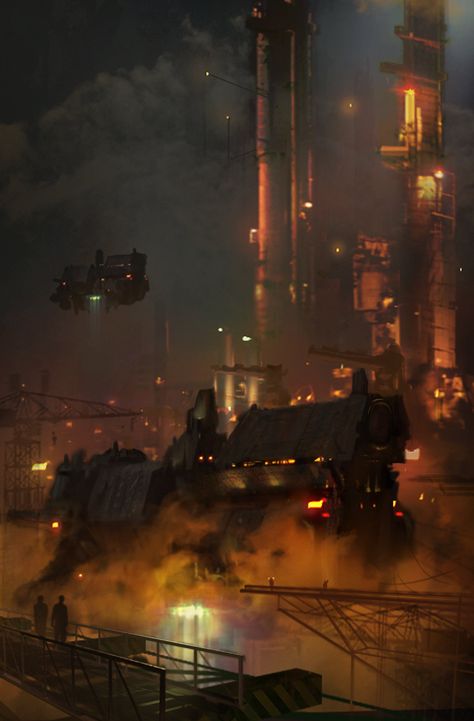 ArtStation - Industrial Hangar, Johan Törnlund Industrial Artwork, Industrial Paintings, Sci Fi City, Sci Fi Environment, Cyberpunk City, Futuristic City, Future City, Science Fiction Art, Cyberpunk Art