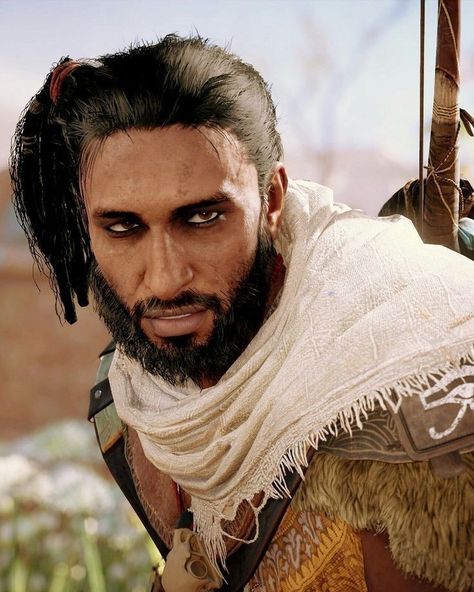 Bayek é o protagonista de "Assassin's Creed Origins", um guerreiro Medjay determinado a buscar vingança pela morte de seu filho no Antigo Egito. Sua jornada o transforma em um dos primeiros Assassinos, lutando contra a corrupção e o poder opressivo para proteger seu povo. Sua história é marcada por lealdade, coragem e justiça, tornando-o uma figura lendária no jogo. Adewale Assassins Creed Art, Ac Origins Bayek, Bayek And Aya, Assassins Creed Bayek, Bayek Assassins Creed, Bayek Of Siwa, Assassin's Creed Odyssey Alexios, Ac Origins, Assassin's Creed Origins