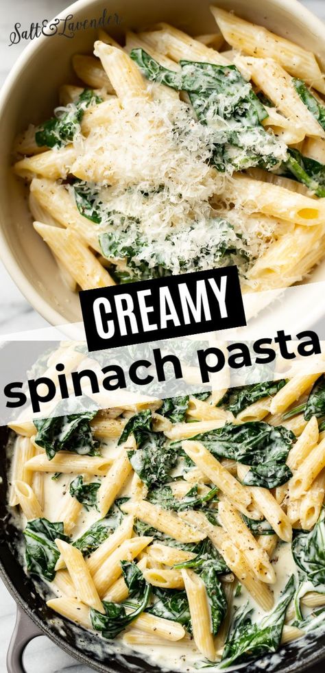 Easy Spinach Pasta, Creamy Spinach Pasta, Spinach Pasta Sauce, Spinach Pasta Recipe, Spinach Cream Sauce, Creamy Spinach Sauce, Spinach Pasta Recipes, Spinach Sauce, Chicken Spinach Pasta