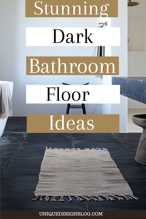 Discover how dark bathroom floors can add a touch of elegance and sophistication to your space. From sleek tiles to textured finishes, explore the best dark floor ideas that will make your bathroom stand out. Bathroom Ideas Dark Floor Tiles, Powder Room With Dark Floor, Bathroom Sitting Area Ideas, Bathroom Floor Color Ideas, Bathrooms With Black Tile Floors, Dark Bathroom Floor Tile Ideas, Bathrooms With Dark Tile Floors, Bathroom With Black Floor Tiles, Bathroom Remodel Dark Floor