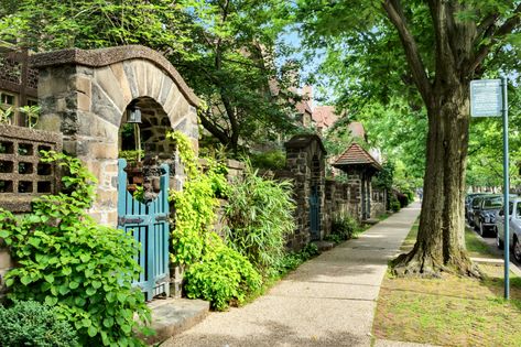 Coveted townhouse in Queens' enchanted Forest Hills Gardens lists for $2.5M | 6sqft Forest Hills Queens, Forest Hills Gardens, Frederick Law Olmsted, Long Island Railroad, Hill City, Urban Forest, Garden On A Hill, Forest City, English Village