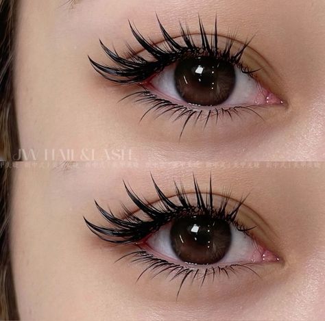 Lash Extensions Almond Eyes, Douyin Lashes, Anime Lash Extensions, Manhua Lashes, Anime Lashes, Manga Lashes, Almond Eyes, Eyelash Extensions Styles, Lash Sets