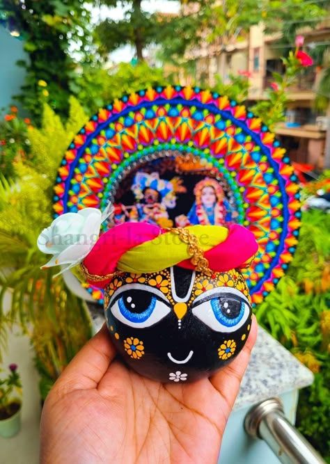 Jagannath Craft, Shaligram Ji Shringar, Gopal Painting, Jagannath Painting On Canvas, Kanha Drawing, Jagannath Clay Art, Jagannath Painting Art Acrylic, Jagannath Painting Easy, Puri Jagannath Painting