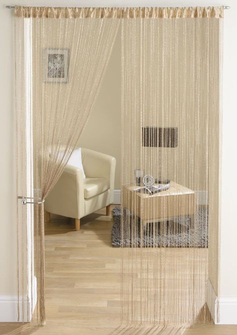 Gold/Silver Fleck Spaghetti String Door/Curtain Panel 35" x 79" (90cm x 200cm): Amazon.co.uk: Kitchen & Home Panel Divider, Modern Window Treatments, String Curtains, Panel Room Divider, Curtain Sizes, Modern Windows, Door Curtain, Door Curtains, Window Panels