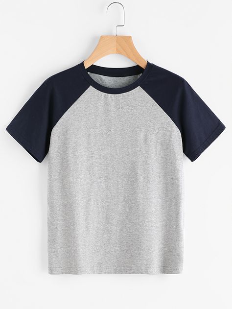 Shop Contrast Raglan Sleeve Heathered Tee online. SheIn offers Contrast Raglan Sleeve Heathered Tee & more to fit your fashionable needs. Raglan Tshirt, Raglan Sleeve Top, Fashion Cap, Shirt Print Design, Short Sleeve Pullover, Raglan Sleeve, Aesthetic Clothes, Sweater Shirt, Casual Shirts