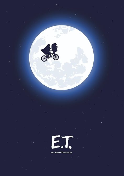 E T Poster, E.t Wallpaper, Et Wallpaper Movie, Et Movie Aesthetic, E.t. Tattoo Movie, Et Movie Poster, E.t Movie, Poster Moon, Bike Artwork