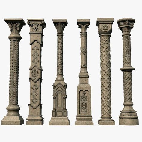 Pillar Drawing, Goth Architecture, Gothic Style Architecture, Building Columns, Minecraft Welten, Gothic Windows, Gothic Buildings, Pillar Design, Matte Painting