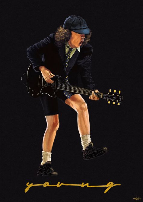 Angus Young, Musician Artwork, Musician inspired Art Print, Birthday, Gift, Art Print Poster, Musician, ACDC, RocknRoll Artwork Acdc Wallpapers, Acdc Art, Ac/dc Art, Acdc Poster, Musician Artwork, Acdc Angus Young, Rock Musicians, Acdc Angus, Funny Artwork