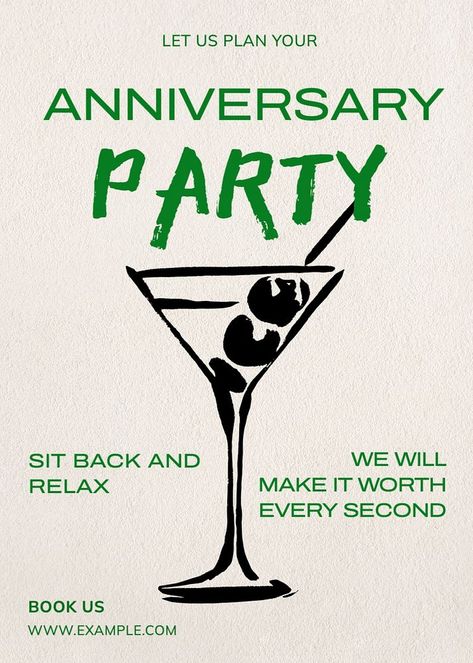 Cocktail Party Poster, Inauguration Party, Anniversary Illustration, Party Design Ideas, Anniversary Poster, Anniversary Party Invitations, Anniversary Invitation, Cocktail Party Wedding, Bullet Journal Paper