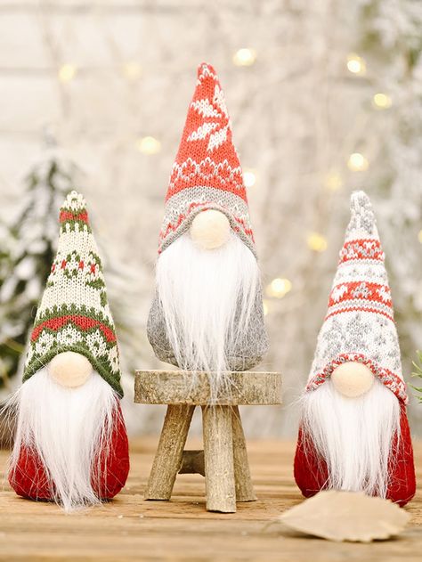 Multicolor  Collar  Polyester   Embellished   Home Decor Elf Christmas Decorations, Elf Decorations, Santa Claus Doll, Beautiful Ornaments, Thanks Giving, Gnome Christmas, Christmas Dolls, Snowflake Pattern, Christmas Snowflakes