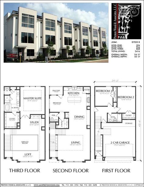 Townhomes, Townhouse Floor Plans, Urban Row House Plan Designers – Preston Wood & Associates Row House Plan, Townhouse Floor Plans, Townhouse Plans, Town House Plans, Row House Design, Urban House, Townhouse Exterior, Town Homes, Modern Townhouse