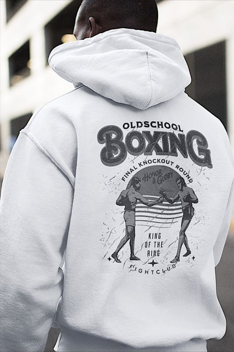 "Old School Boxing" Perfect to add to your growing collection of boxing apparel, this hoodie also makes for a perfect gift for the family boxer! Take a look at my shops page for additional martial arts/gym inspired apparel :) This hoodie is made with a thick blend of cotton and polyester, it feels plush, soft and warm, a perfect choice for any cold day. Old School Boxing Gym, Boxing Branding, Aesthetic Boxing, Old School Boxing, Woman Boxing, Lettering Examples, Old School Gym, Boxing Hoodie, Boxing Apparel