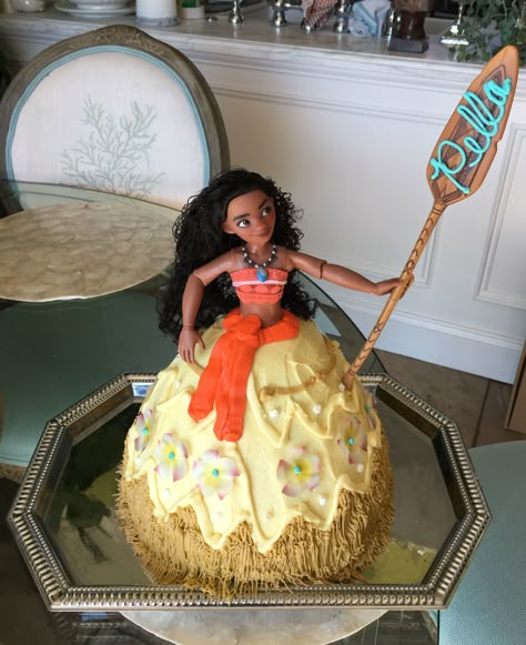 Moana Doll Birthday Cake, Moana Barbie Cake, Moana Doll Cake, Doll Cake Buttercream, Moana Water, Tsunami Cake, Moana Princess, Moana Birthday Cake, Moana Birthday Party Theme