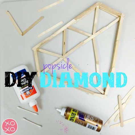 DIY Diamond out of Popsicle sticks!! You will need LOTS of regular sized Popsicle sticks and about 6 half sized ones. Outline the frame of the diamond and glue. Then fill it in (according to the picture) then build up the frame by two layers or as many as you want. Carefully flip it over and build up the frame to the same number of layers as the other side. Seal up the edges using a cotton swab and tacky glue. Whola! You can even spray paint it when it's completely dry. Add a hook and hang it up Tissue Box Crafts, Recycle Craft Projects, Diy Popsicle Stick Crafts, Stick Wall Art, Diy Popsicle, Popsicle Crafts, Stick Crafts, Ice Cream Stick, Stick Art