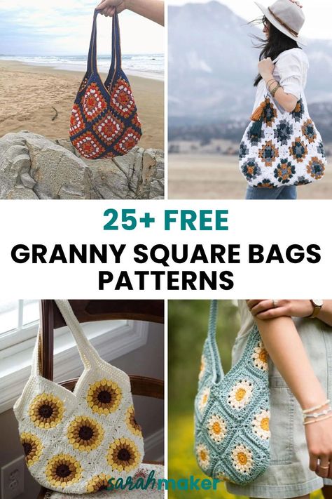 Looking for the best granny square bag patterns? This collection of free crochet patterns will inspire you to transform those stacks of grannies into practical and stylish bags you’ll love to use. Free Granny Square Purse Pattern, 12 Granny Square Bag, Crochet Square Project Ideas, Diy Crochet Granny Square Bag, Crochet Granny Bags Square Patterns, Crochet Granny Square Purses, Granny Square Handbag Free Pattern, Granny Bag Crochet Pattern, Crochet Bag Using Granny Square