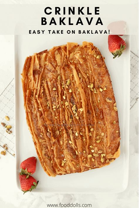 Baklava Recipes Easy, Crinkled Phyllo Dessert, Phyllo Baklava, Crinkle Phyllo Dessert, Baklava Dough Recipe, Baklava Hack, Philo Crinkle Recipe, Bootleg Baklava Recipe, Phyllo Puff Pastry Dessert