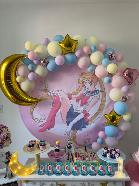 #sailormoon #sailormoonparty #sailormoonfesta Sailor Moon Birthday Decoration, Sailor Moon Birthday Ideas, Sailor Moon 1st Birthday Party, Sailor Moon Gender Reveal, Sailor Moon Themed Birthday Party, Sailor Moon Party Ideas Birthdays, Sailor Moon Decorations, Sailor Moon Theme Party, Sailor Moon Party Decorations