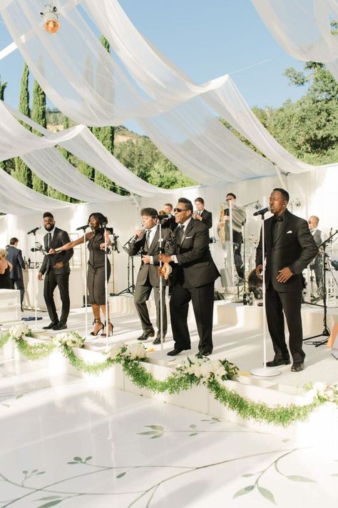 The first item on your wedding music checklist? The band! West Coast Music's performance was just one of the highlights from this tented wine country wedding. Brought to life by wedding planner- @brookekeegan, wedding florist- @kathleendeery and wedding photographer- Corbin Gurkin. White Wedding Dress Code, All White Wedding Dress, Wedding Music Checklist, Music Checklist, Black Swan Lake, Napa Wedding Venues, Swan Lake Wedding, Wedding Dress Code, Wedding Music Band