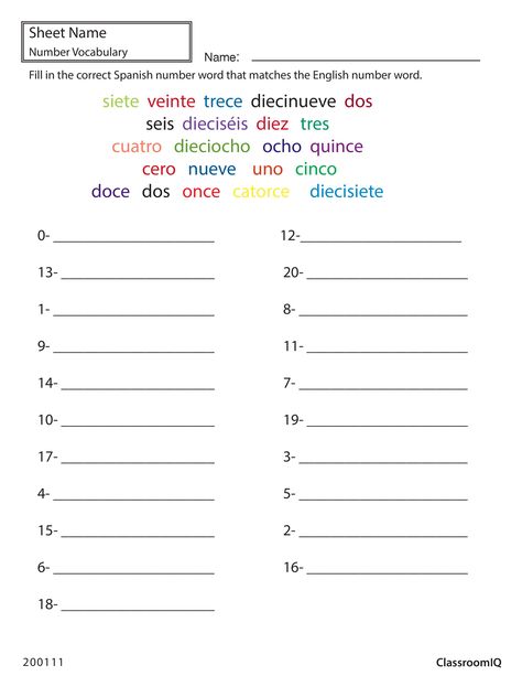 Spanish number words #spanishworksheets #classroomiq #newteachers Spanish Numbers Worksheet, Spanish Counting, Spanish Numbers, Numbers Worksheet, Spanish Greetings, Spanish Basics, Middle School Spanish, Spanish Worksheets, Spanish Teaching Resources