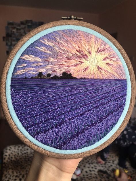 Lavender Field Embroidery, How To Embroider On Canvas, Pride Embroidery Ideas, Lgbtq Embroidery, Nature Embroidery Inspiration, Embroider Lavender, Creative Embroidery Inspiration Ideas, Lavender Embroidery, Embroidery Guide