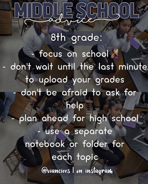 First Day Of 8th Grade Tips, 8th Grade Advice, 8th Grade Tips, First Day Of 7th Grade, 7th Grade Tips, School Core, Middle School Essentials, Girl Hacks, School Routine For Teens