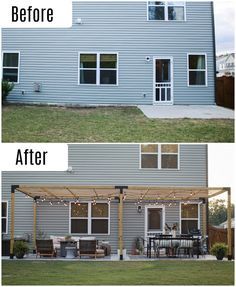 Pergola Modern, Concrete Patios, Modern Pergola, Pergola Design, Backyard Remodel, Backyard Inspiration, Patio Makeover, Backyard Inspo, After Pictures