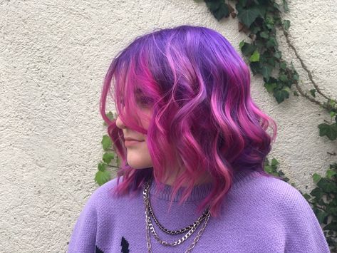 Hair inspo Purple And Pink Hair Short, Lilac And Pink Hair, Multicolour Hair, Purple And Pink Hair, Mauve Hair, Pink Short Hair, Short Purple Hair, Lilac Fairy, Pink Purple Hair