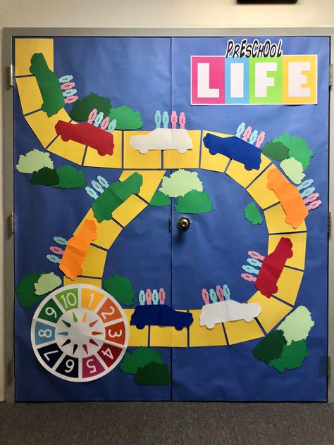 Game Of Life Door Decorations, Game Of Life Hallway Decorations, Game Of Life Classroom Theme, The Game Of Life Decorations, Board Game Door Decorations, Wizard Of Oz Door, Homecoming Hallways, Class Of 2028, Senior Hoco