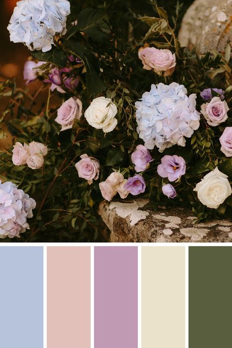 Lilac, light blue, blush and cream wedding flowers Fairy Wedding Theme, Enchanted Forest Wedding Theme, Wedding Color Schemes Summer, Wedding Color Schemes Spring, Wedding Color Palette Summer, Spring Wedding Color Palette, Wedding Themes Spring, Wedding Color Pallet, Forest Theme Wedding