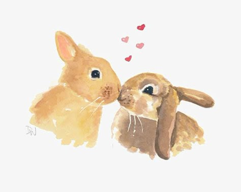 Bunny Illustrations, Rabbit Watercolor, Bunny Watercolor, Bunny Tattoos, Bunny Painting, Love Bunnies, Rabbit Illustration, Bunny Drawing, Art Mignon