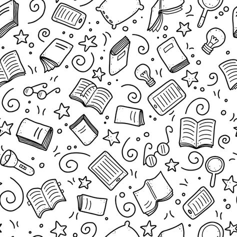 School Pattern Background, Preschool Doodles, Pattern Preschool, Student Background, Teacher Pattern, Books Background, Library Wallpaper, Book Doodle, Books Vector