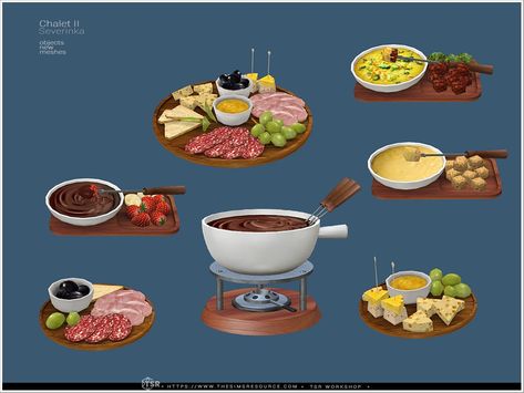 Sims 4 Charcuterie Board, Sims 4 Food Cc Decor, Sims 4 Food Decor, Sims 4 Food Cc, Sims 4 Clutter, Chalet Style, Meat Appetizers, Food Decor, Cheese Tray