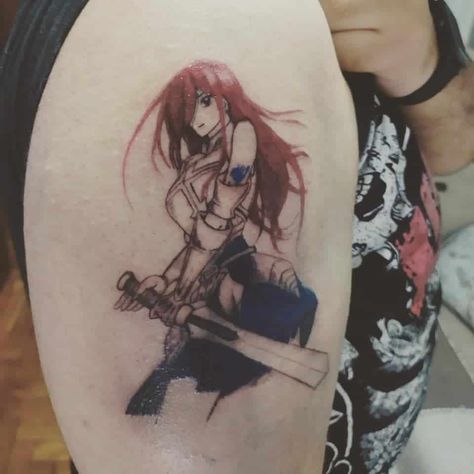 Erza Tattoo, Fairy Tail Tattoo Ideas, Fairy Tail Tattoo, Tail Tattoo, Fairy Tail Symbol, Kitten Tattoo, Manga Design, Manga Tattoo, Fairy Tail Guild