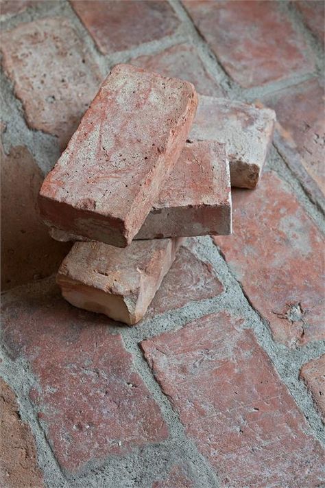 reclaimed brick floor for our hallway Reclaimed Brick Floor, Rustic Hardwood Floors, Brick Floor, Painting Tile Floors, Brick Path, Modern Flooring, Reclaimed Brick, Flooring Inspiration, Linoleum Flooring