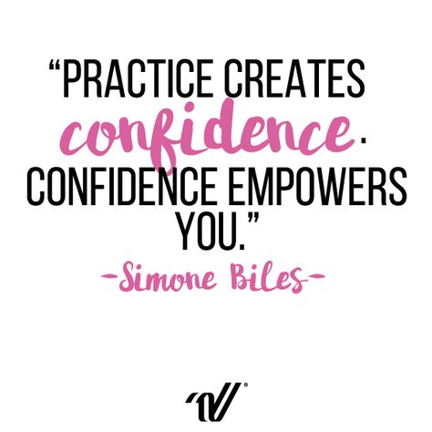 "Practice creates confidence. Confidence empowers you." -Simone Biles Cheer Practice Quotes, Dance Confidence Quotes, Motivational Cheerleading Quotes, Practice Quotes Sports, Simone Biles Quotes, Gymnastics Quotes Motivational, Cheer Quotes Inspirational, Inspirational Gymnastics Quotes, Confidence Boosting Quotes