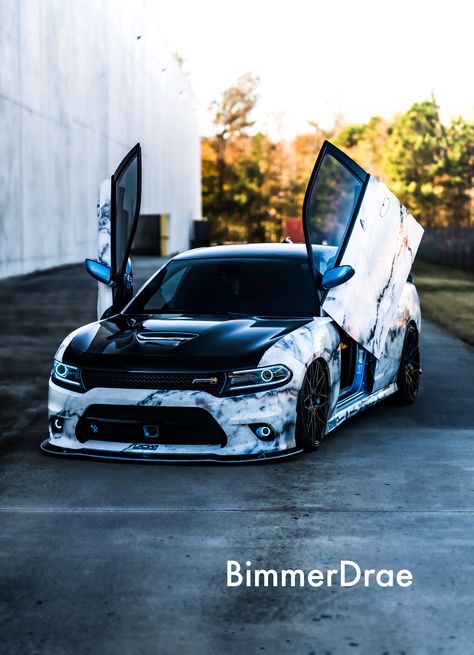 Bagged marble wrap scat pack charger Scat Pack Charger, Jeep Srt, Dodge Challenger Scat Pack, Dodge Logo, Charger Ideas, Car Upgrades, Ram Cars, Car Builds, Charger Hellcat