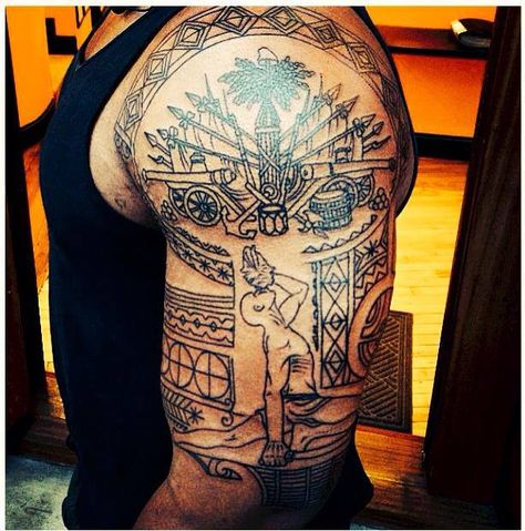 Dominica Tattoo Ideas, Haitian Tattoo Ideas For Men, Haitian Art Tattoo, African Tattoo Ideas For Men Sleeve, Haitian Tattoo Ideas Haiti, Haitian Tattoos, Haitian Flag Tattoo, Haitian Tattoo, Haiti Tattoo