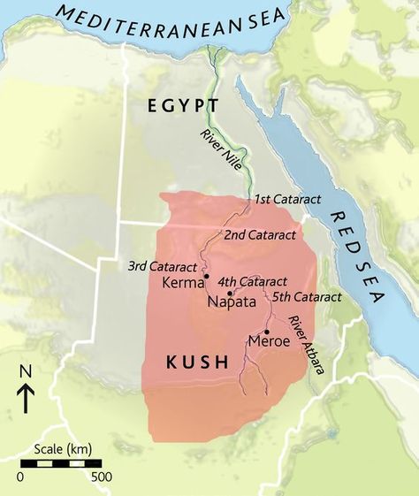 Map of Kush, with locations of Kerma, Meroe and Napata Kingdom Of Kush, Ancient Kush, Ancient Nubia, Faith Sayings, Egypt Map, Biblical History, Ancient Kingdom, Ancient Egypt Art, Jewish History