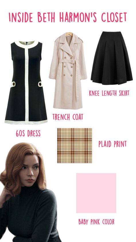 beth harmon aesthetic, the queen's gambit aesthetic, outfit idea The Queen's Gambit Aesthetic, The Queens Gambit Outfits, Queens Gambit Outfits, Gambit Aesthetic, Queen's Gambit Aesthetic, Beth Harmon, The Queen's Gambit, Baby Pink Colour, 60s Dress