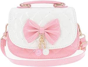 JUNOAI Little Girls Crossbody Purses for Kids - Toddler Mini Cute Princess Handbags Shoulder Bag (Bowknot Pink&White) Bright Bag, Fashion Purses, Animals Toys, Mini Cute, Purse Gift, Kawaii Accessories, Girls Purse, Cute Princess, Pink Purse