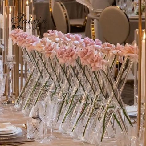 Zt-223 Wedding Decor Supplies Glass Flower Vase 3 Pcs Set Small Centerpiece Rose Flower Cylinder Vase Stand - Buy Glass Flower Vase Stands,Glass Wedding Flower Stands,Decoration Flower Arrangement Stands Product on Alibaba.com Table Flower Decorations, Wedding Long Table, Candelabra Wedding Centerpieces, Bud Vases Flowers, Candelabra Wedding, Tall Wedding Centerpieces, Vase For Flowers, Event Centerpiece, Shimmer Wall