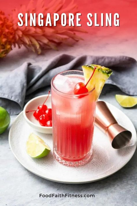 Whip up a Singapore Sling, an East-inspired tropical cocktail that perfectly blends sweet and tart, and crowned with a fun pineapple wedge! Singapore Sling Cocktail, Martini Recipes Easy, Brandy Recipe, Easy Sangria Recipes, Singapore Sling, Cherry Brandy, Juice Branding, Fresh Fruit Juice, Quick Breakfast Recipes