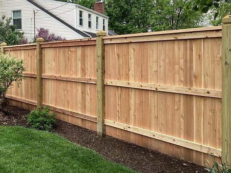 NA Wood Fence Ideas, Cedar Wood Fence, Fencing Options, Wood Fencing, Wood Fence Design, Wood Fences, Picket Fences, Fence Designs, Privacy Fences