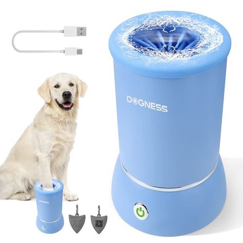 Automatic Dog Paw Cleaner, DOGNESS USB Charging Dog Paw Washer Cup, Portable Paw Cleaner for Small and Medium-sized Dogs with Deshedding Dog Diy, Dog Paw Cleaner, Brushing Dogs Teeth, Schipperke Dog, Dog Skin Care, Dogs Teeth, Dog Brush, Paw Cleaner, Dog Light