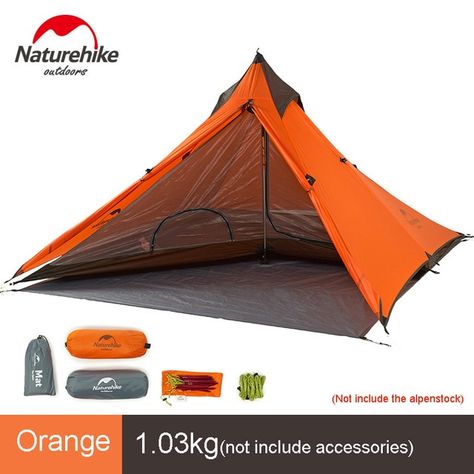 Naturehike Spire 1 Person Waterproof Awning Tent Ultralight Outdoor Camping Picnic Double Layer Tent NH17T030-L Trekking Pole Tent, Tent Weights, Tenda Camping, Ultralight Tent, Ultralight Camping, Canopy Tent Outdoor, Waterproof Tent, Hiking Tent, Backpacking Tent